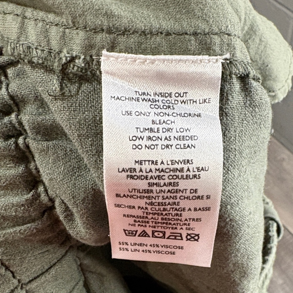 Pilcro Olive Green Linen Blend Elastic Waist Pants EUC Small - Picture 9 of 9